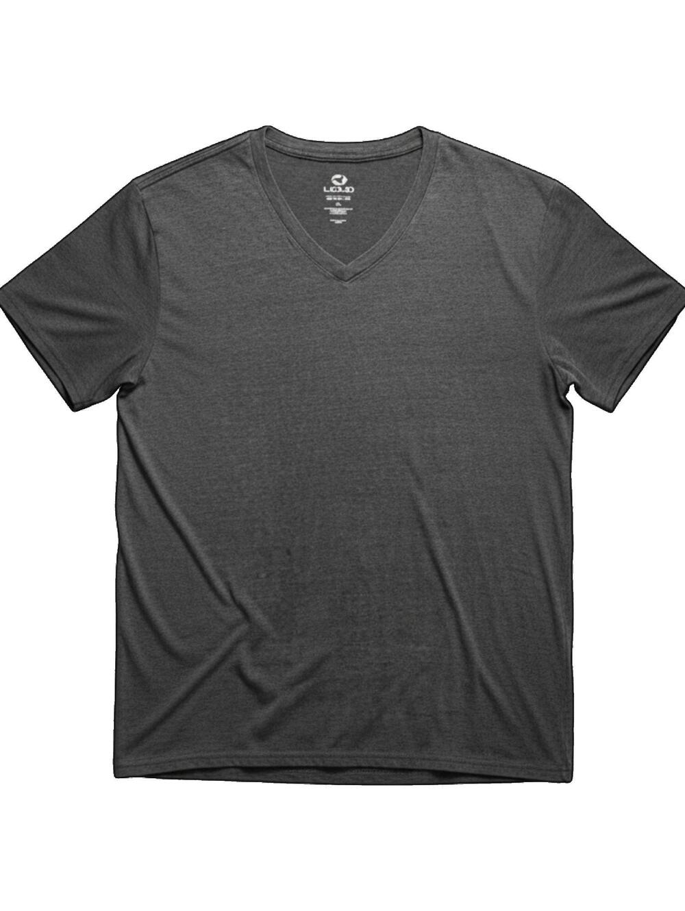 Liquid Blue V Neck T Shirt Mens XL Charcoal Gray Tri Blend Blank Tee 22x29